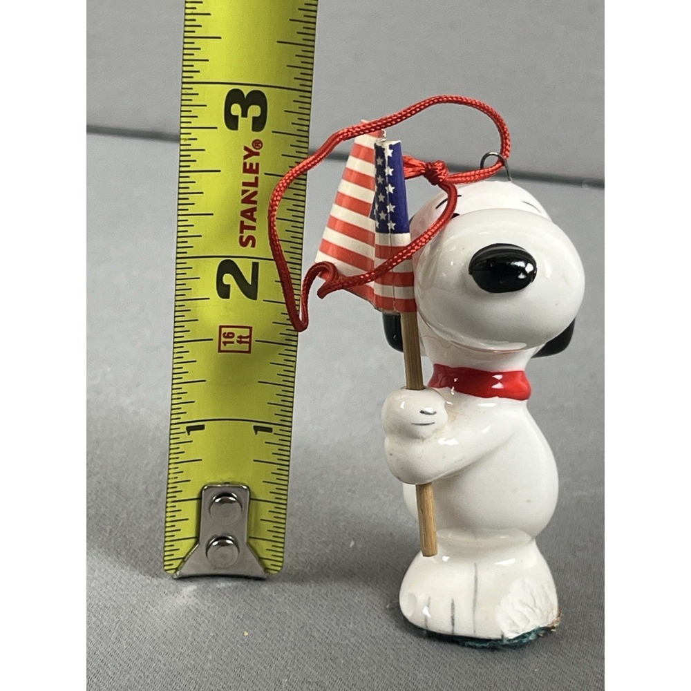 Vintage Peanuts Snoopy USA‎ Flag Ceramic Ornament Patriotic Syndicate Christmas - Picture 11 of 12